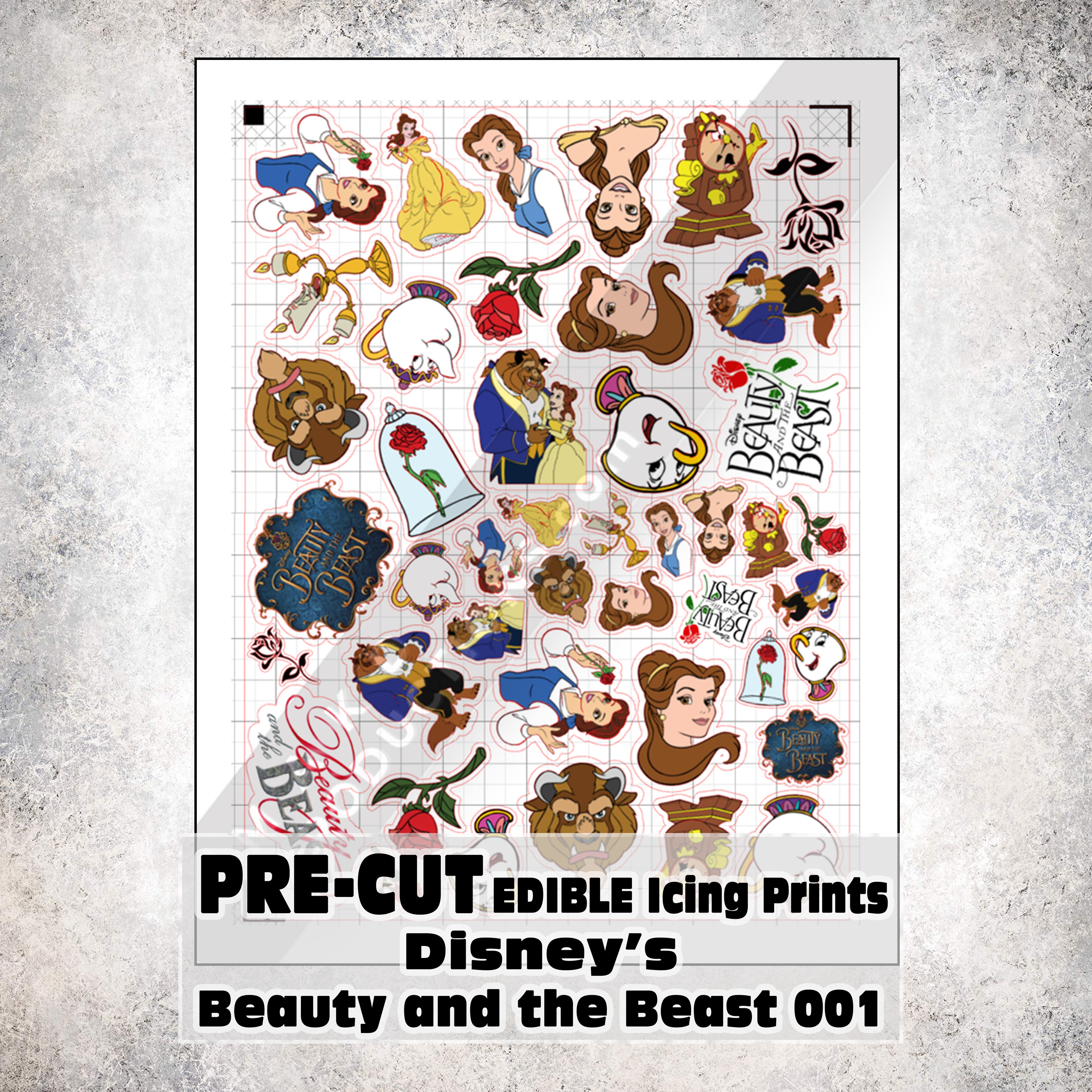 MAK D Productions Pre-Cut Edible Printed Disney's Beauty And The Beast 001 Icing Sugar Sheet Fondant Cake / Cup Cake Decoration Graphics (Copy)