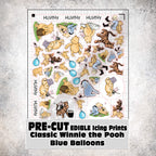 MAK D Productions Pre-Cut Edible Printed Classic Winnie the Pooh Blue Balloons Icing Sugar Sheet Fondant Cake / Cup Cake Decoration Graphics