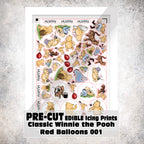 MAK D Productions Pre-Cut Edible Printed Classic Winnie the Pooh Red Balloons 001 Icing Sugar Sheet Fondant Cake / Cup Cake Decoration Graphics