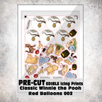 MAK D Productions Pre-Cut Edible Printed Classic Winnie the Pooh Red Balloons 002 Icing Sugar Sheet Fondant Cake / Cup Cake Decoration Graphics