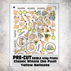 MAK D Productions Pre-Cut Edible Printed Classic Winnie the Pooh Yellow Balloons Icing Sugar Sheet Fondant Cake / Cup Cake Decoration Graphics