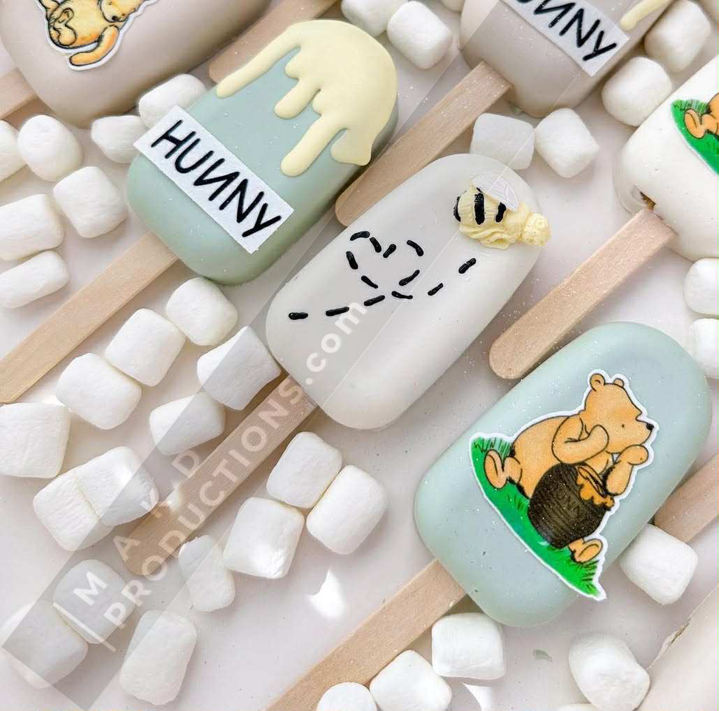 MAK D Productions Pre-Cut Edible Printed Classic Winnie the Pooh Green Balloons Icing Sugar Sheet Fondant Cake / Cup Cake Decoration Graphics