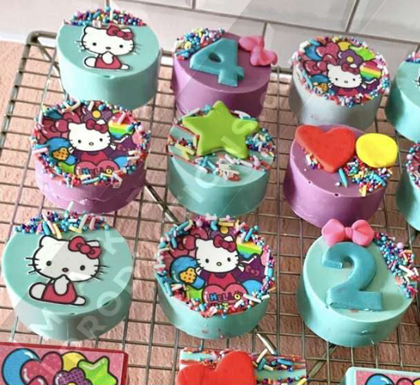 MAK D Productions Pre-Cut Edible Printed Kawaii Kitty Cat Hello Kitten 001 Icing Sugar Sheet Fondant Cake / Cup Cake Decoration Graphics