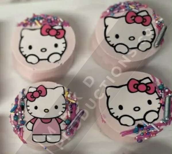MAK D Productions Pre-Cut Edible Printed Kawaii Kitty Cat Hello Kitten 001 Icing Sugar Sheet Fondant Cake / Cup Cake Decoration Graphics