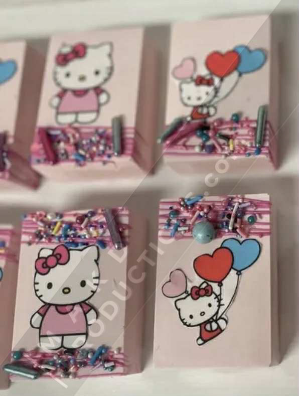 MAK D Productions Pre-Cut Edible Printed Kawaii Kitty Cat Hello Kitten 001 Icing Sugar Sheet Fondant Cake / Cup Cake Decoration Graphics