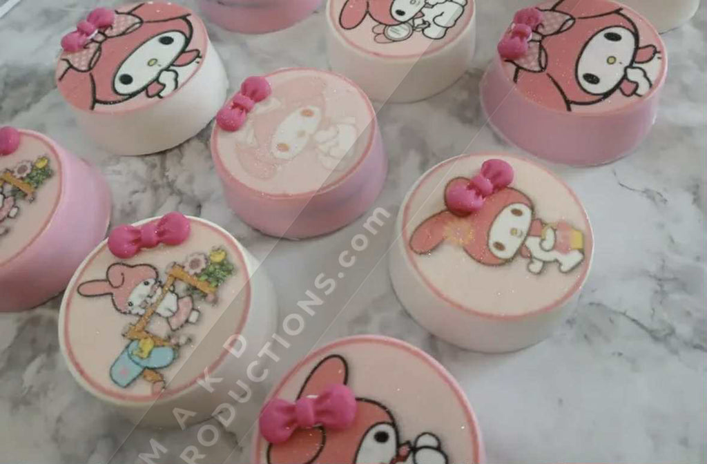 MAK D Productions Pre-Cut Edible Printed Kawaii Kitty Cat Hello Kitten 001 Icing Sugar Sheet Fondant Cake / Cup Cake Decoration Graphics