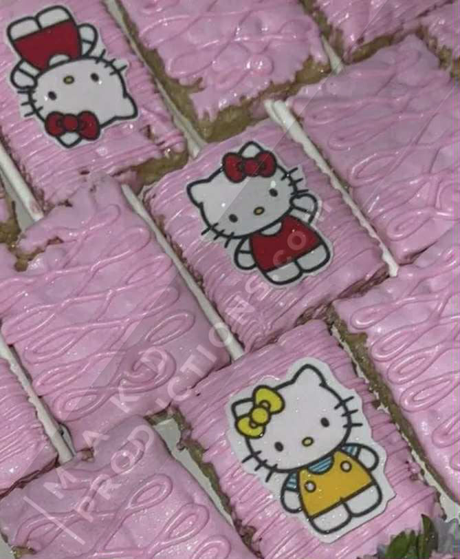 MAK D Productions Pre-Cut Edible Printed Kawaii Kitty Cat Hello Kitten 001 Icing Sugar Sheet Fondant Cake / Cup Cake Decoration Graphics