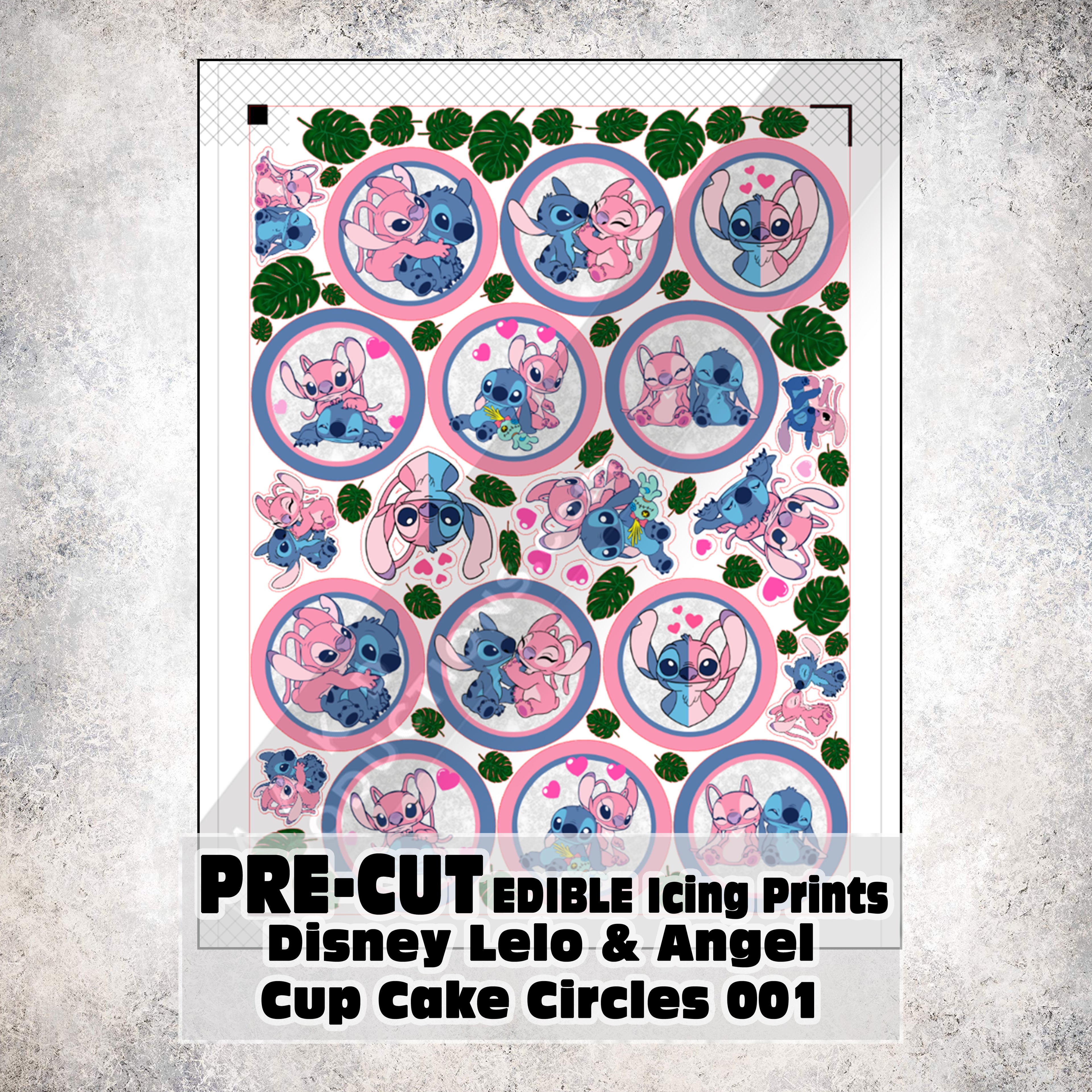 MAK D Productions Pre-Cut Edible Printed Lelo and Angel Cup Cake Circles 001 Icing Sugar Sheet Fondant Cake / Cup Cake Decoration Graphics
