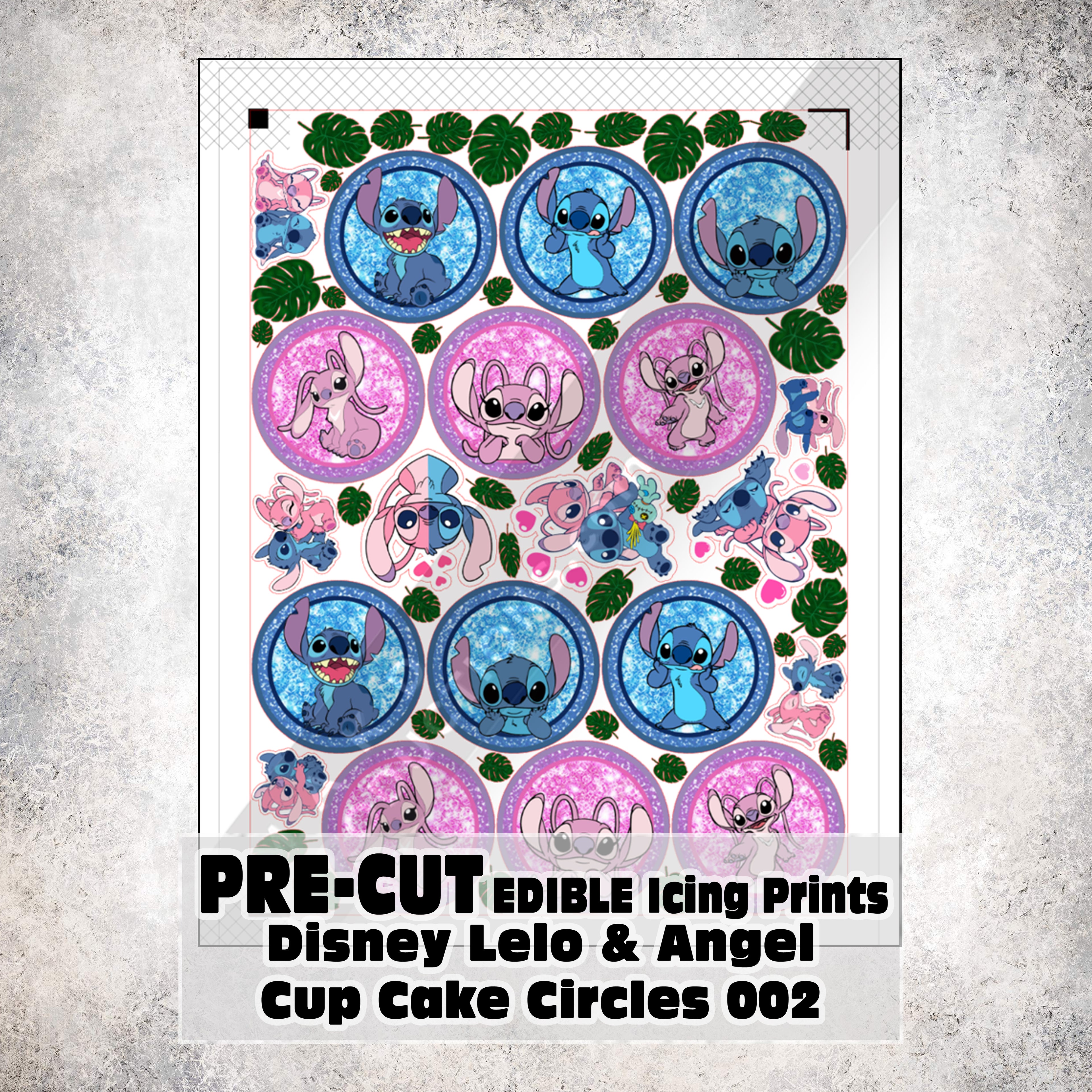 MAK D Productions Pre-Cut Edible Printed Lelo and Angel Cup Cake Circles 002 Icing Sugar Sheet Fondant Cake / Cup Cake Decoration Graphics