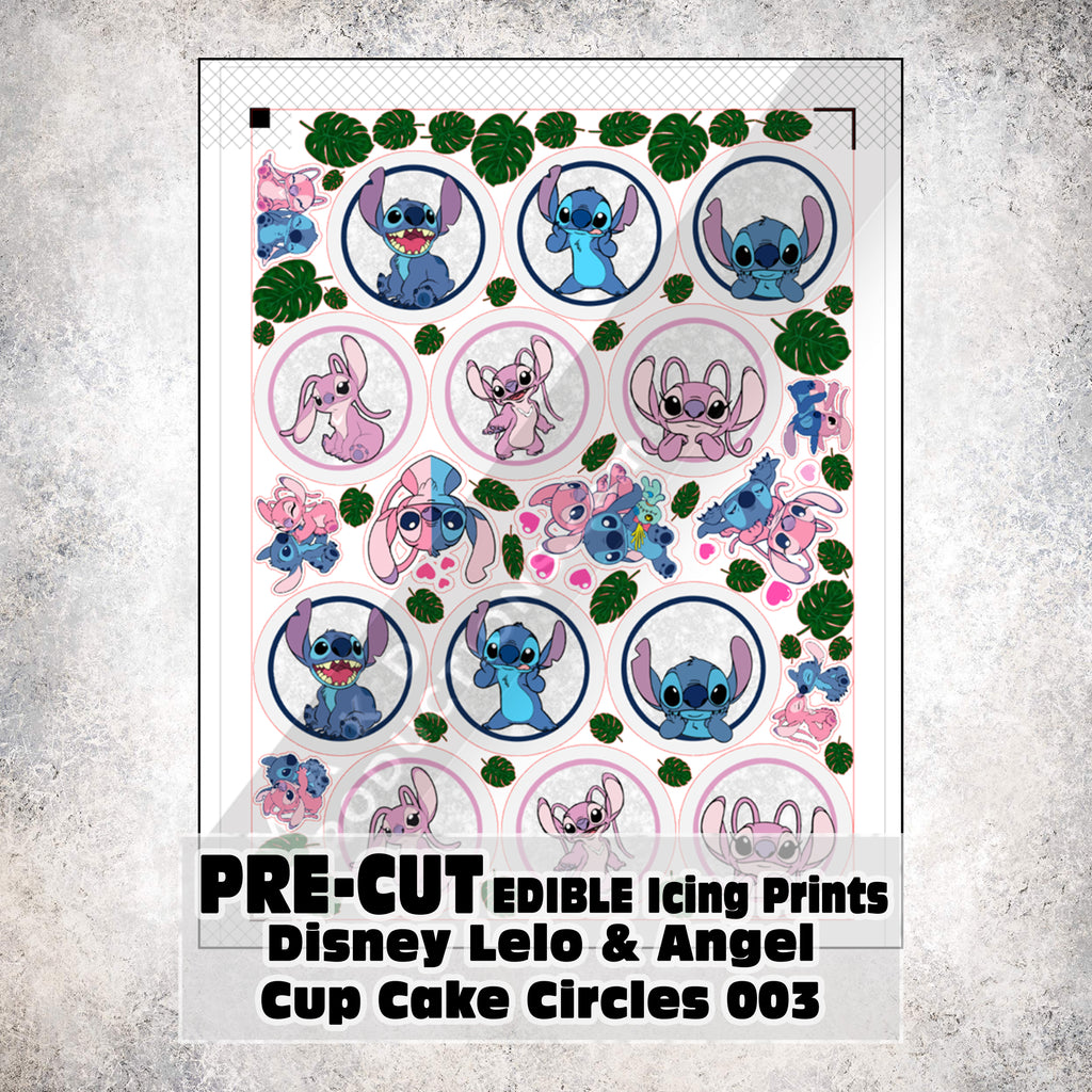 MAK D Productions Pre-Cut Edible Printed Lelo and Angel Cup Cake Circles 003 Icing Sugar Sheet Fondant Cake / Cup Cake Decoration Graphics