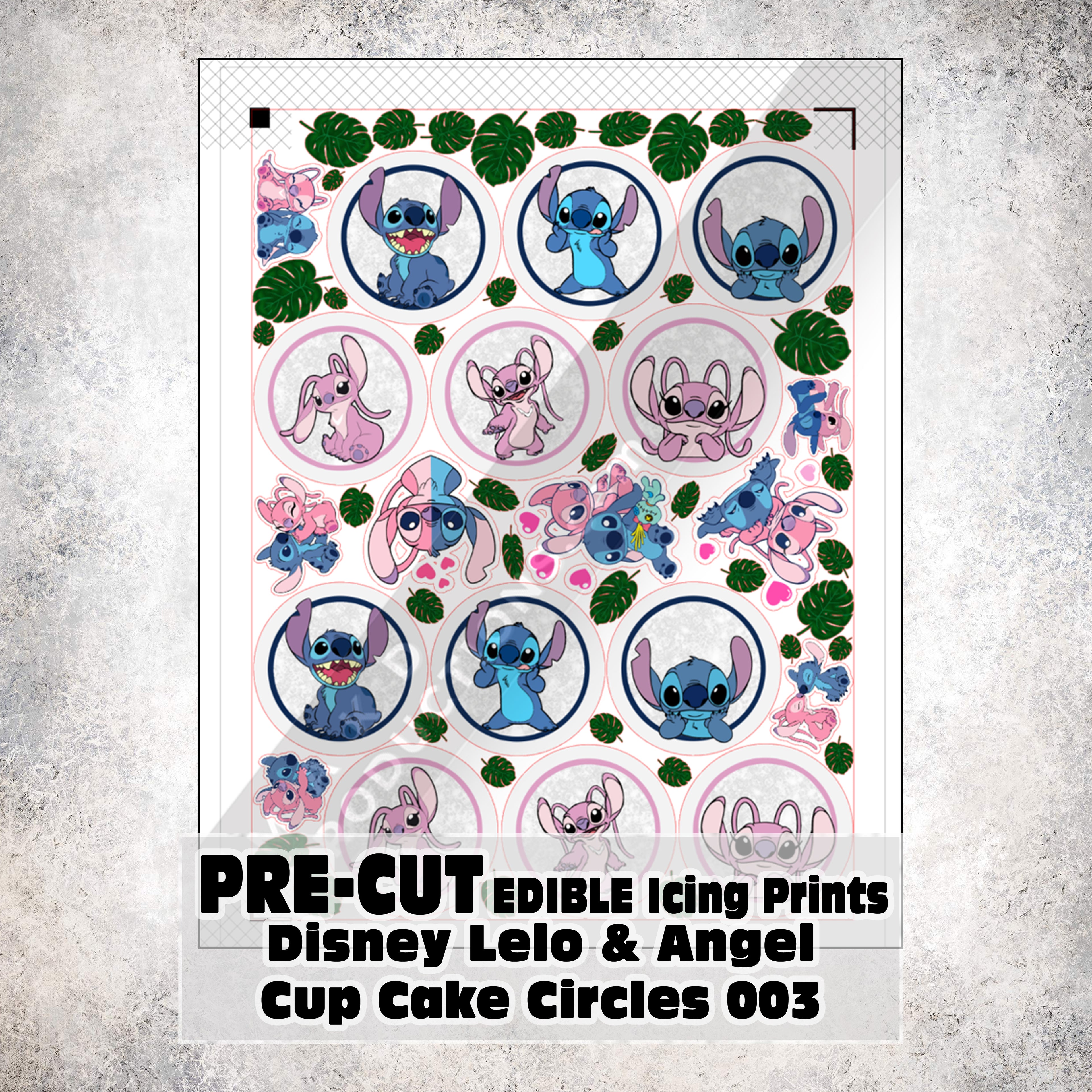 MAK D Productions Pre-Cut Edible Printed Lelo and Angel Cup Cake Circles 003 Icing Sugar Sheet Fondant Cake / Cup Cake Decoration Graphics