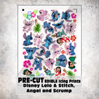 MAK D Productions Pre-Cut Edible Printed Lelo and Stitch Angel Scrump Icing Sugar Sheet Fondant Cake / Cup Cake Decoration Graphics