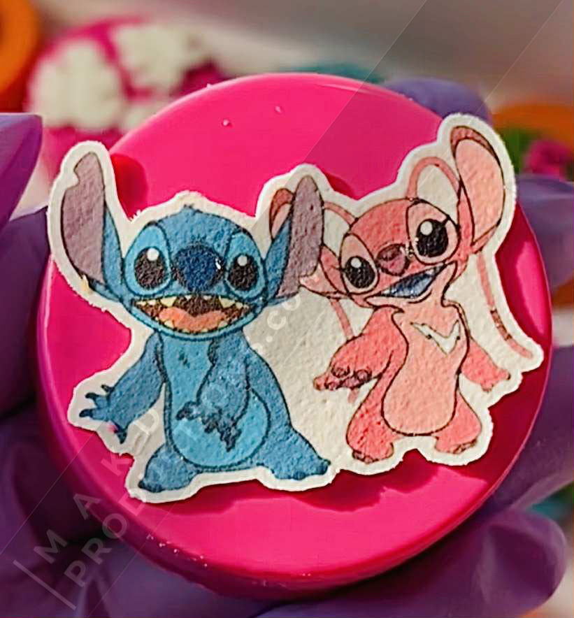 MAK D Productions Pre-Cut Edible Printed Lelo and Stitch Angel Scrump Icing Sugar Sheet Fondant Cake / Cup Cake Decoration Graphics