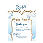 3.5x5 Vertical PRINTED Wedding R.S.V.P. Card - Baby Boy Blue Stork
