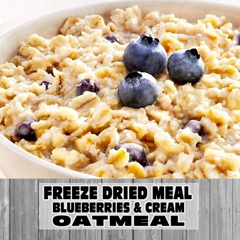 MAK D Productions Blueberries and Cream Oatmeal Freeze Dried Meal Camping Hunting Preppers Kayaking Backpacking Hiking Breakfast Bag Food