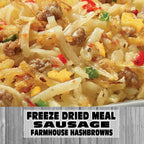 MAK D Productions Sausage Farmhouse Hashbrowns w/ Peppers & Onions Freeze Dried Meal Camping Hunting Preppers Backpacking Hiking Breakfast