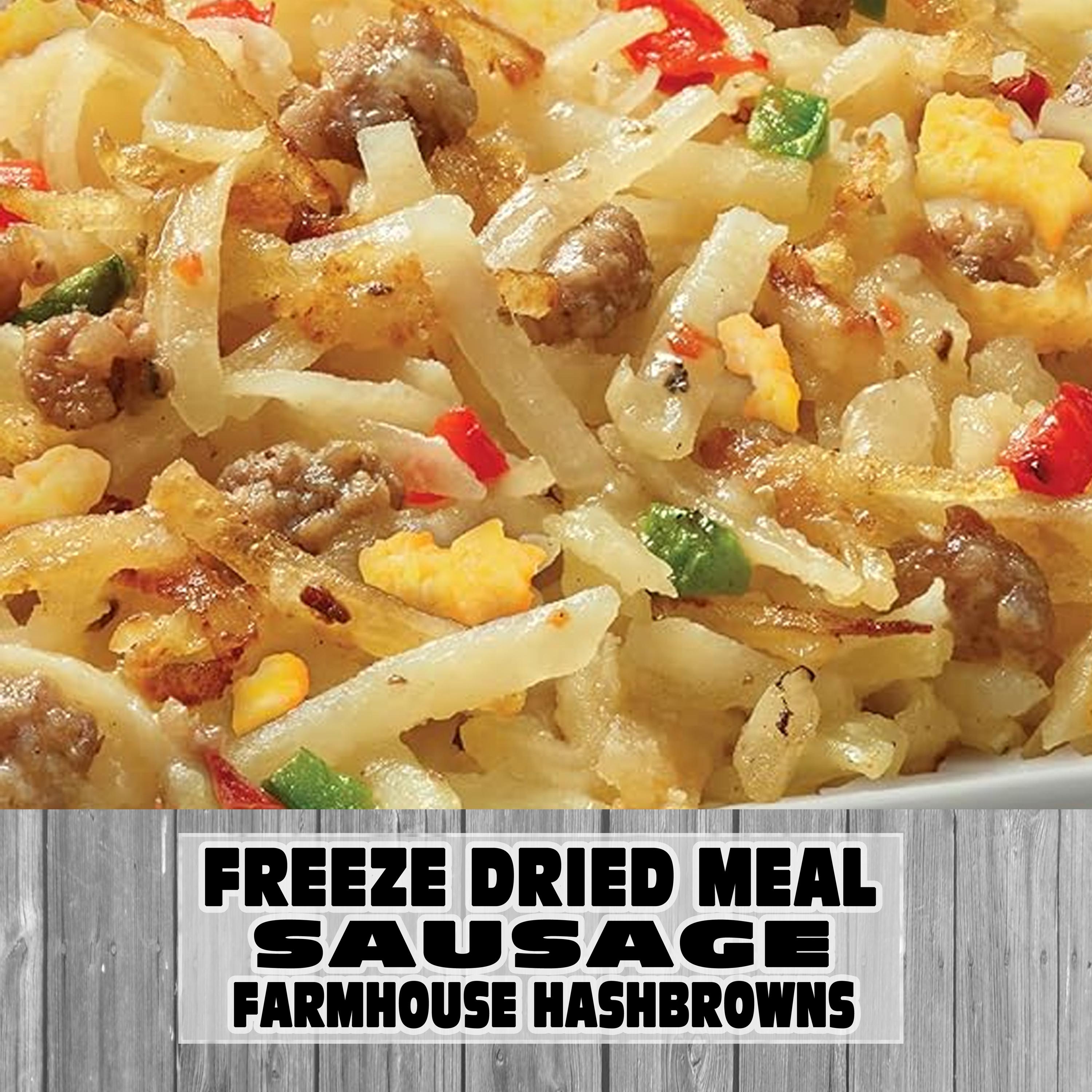 MAK D Productions Sausage Farmhouse Hashbrowns w/ Peppers & Onions Freeze Dried Meal Camping Hunting Preppers Backpacking Hiking Breakfast