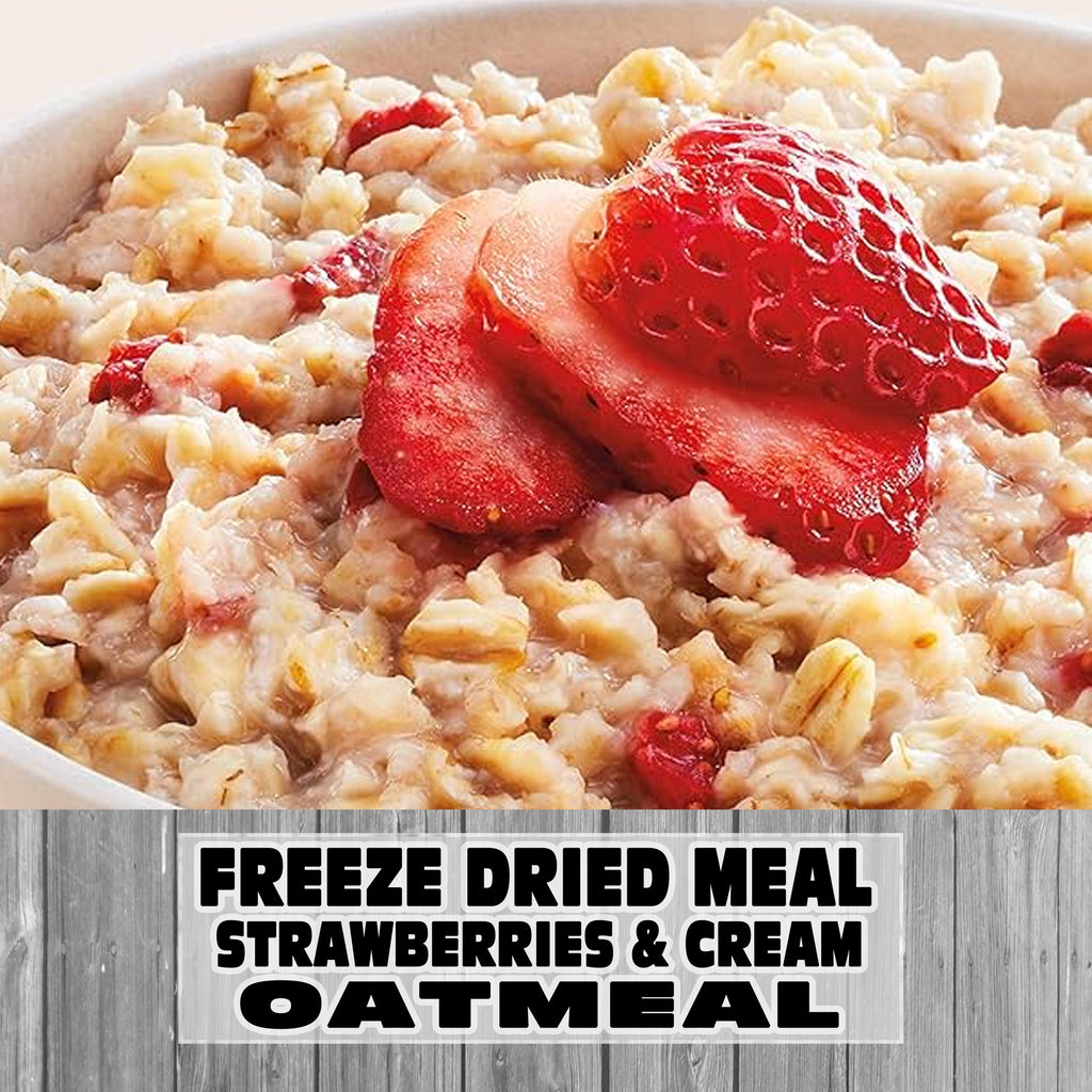 MAK D Productions Strawberries and Cream Oatmeal Freeze Dried Meal Camping Hunting Preppers Kayaking Backpacking Hiking Breakfast Bag Food