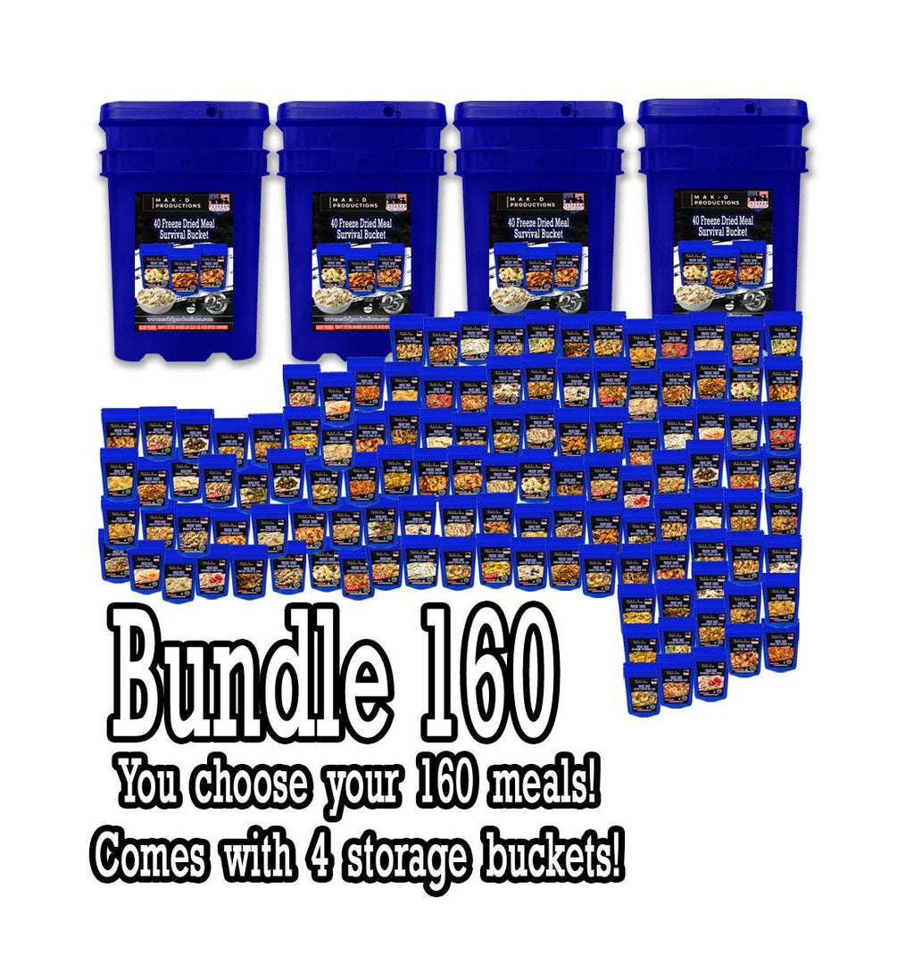 MAK D Productions 160 Pack Meal Deal for 11.50 each (1,840.00) Freeze Dried Meals - Choose Your Meals Camping Hunting Prepper Backpacking