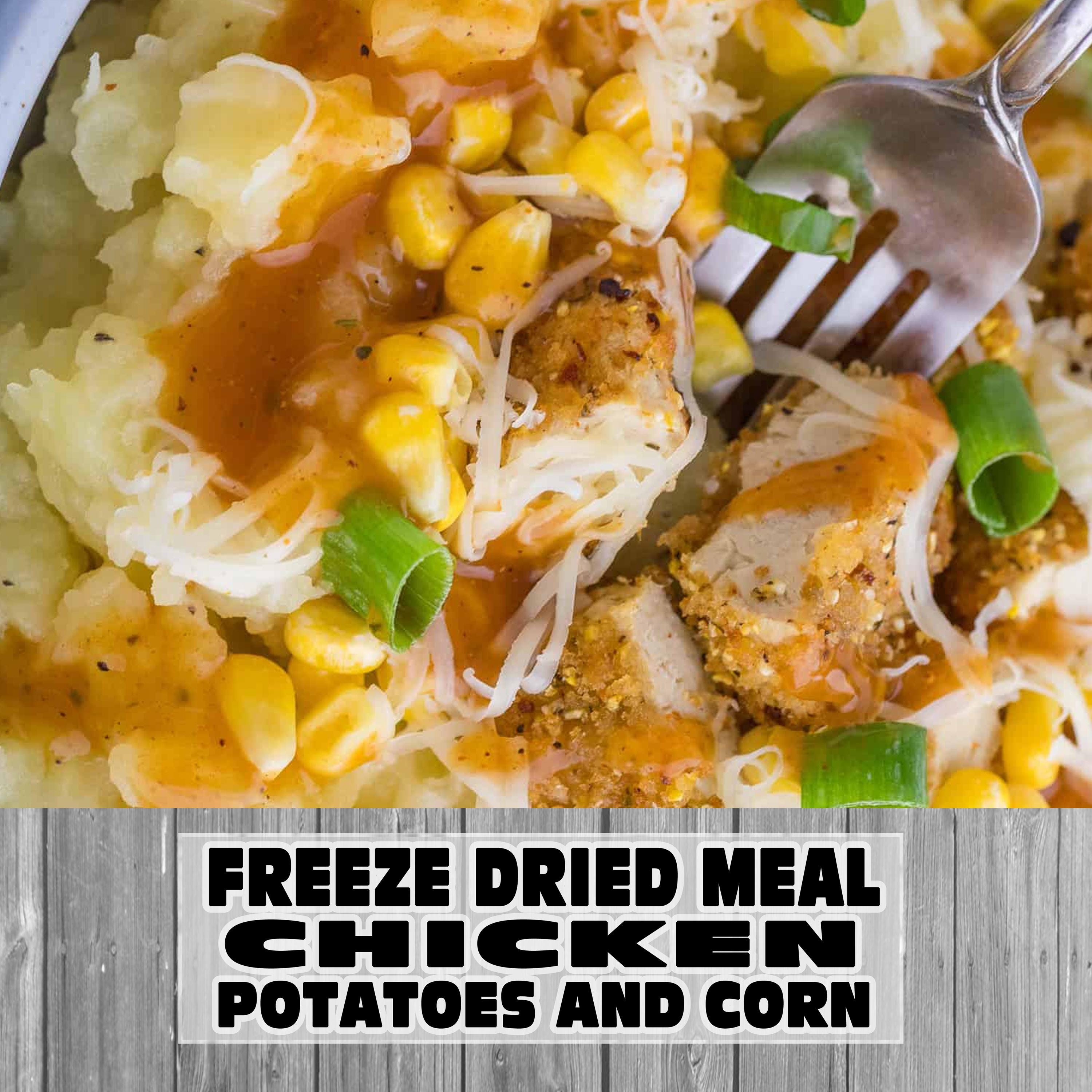 MAK D Productions Chicken and Corn In Mashed Potatoes Freeze Dried Meal Camping Hunting Preppers Backpacking Hiking Kayaking Easy Bag Meal