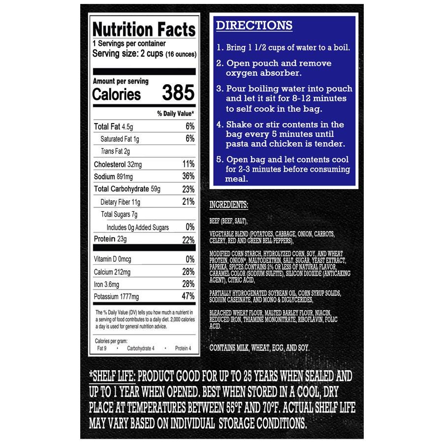 MAK D Productions Beef Stew Freeze Dried Meal Camping Hunting Preppers Backpacking Hiking Kayaking Fishing Emergency Prep Easy Bag Food
