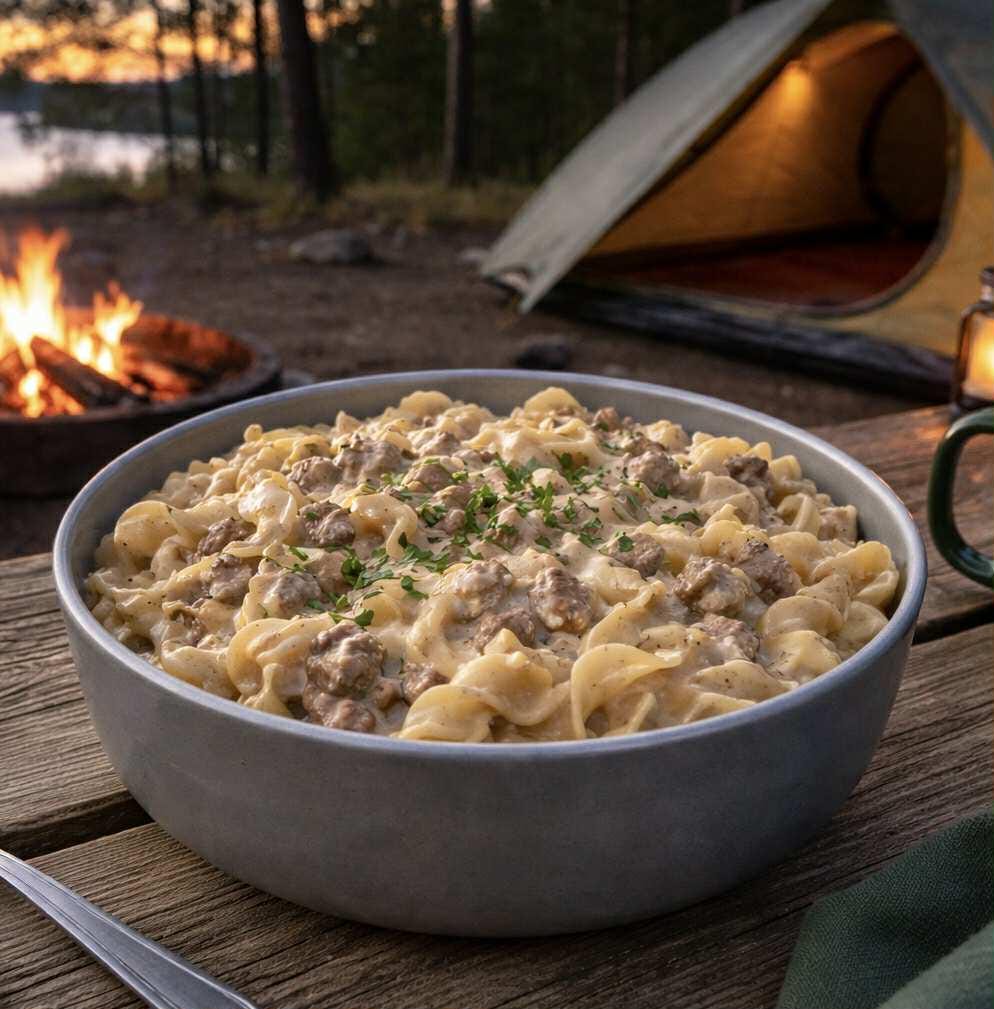 MAK D Productions Beef Pasta Stroganoff Freeze Dried Meal Camping Hunting Prep Backpacking Hiking Kayaking Fishing Emergency Easy Bag Food
