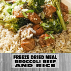 MAK D Productions Beef Steak Broccoli and Rice Freeze Dried Meal Camping Hunting Preppers Backpacking Hiking Kayaking Fishing Easy Bag Food
