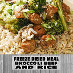 MAK D Productions Beef Steak Broccoli and Rice Freeze Dried Meal Camping Hunting Preppers Backpacking Hiking Kayaking Fishing Easy Bag Food