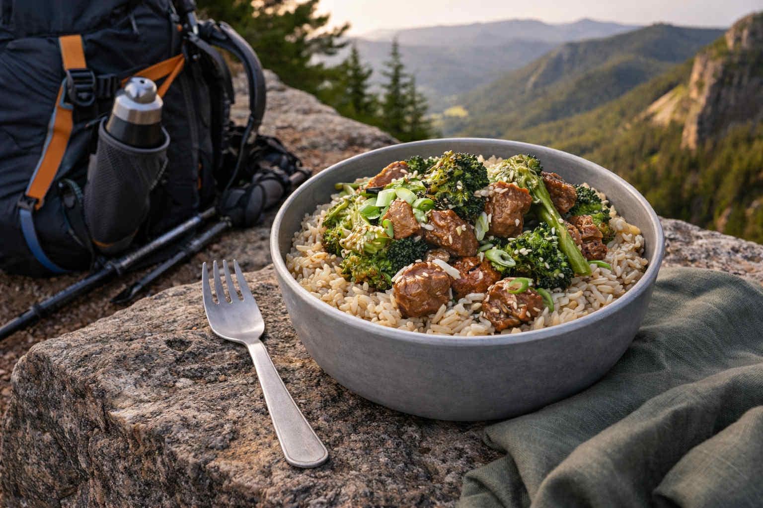 MAK D Productions Beef Steak Broccoli and Rice Freeze Dried Meal Camping Hunting Preppers Backpacking Hiking Kayaking Fishing Easy Bag Food