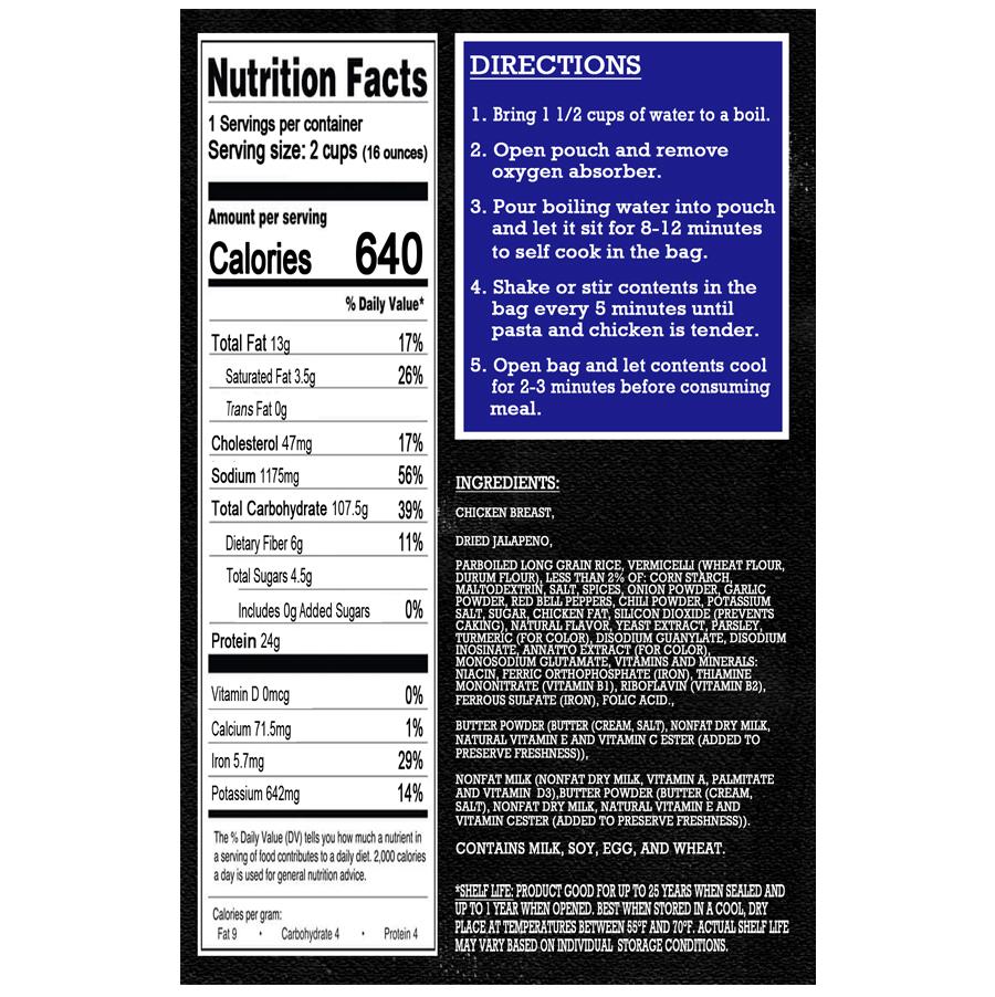 MAK D Productions Chicken Jalapeno Cajun Rice (HOT) Freeze Dried Meal Camping Hunting Preppers Backpacking Hiking Kayaking Fishing Bag Food