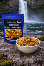 MAK D Productions Chicken Fried Rice Freeze Dried Meal Camping Hunting Preppers Backpacking Hiking Kayaking Fishing Easy Bag Food
