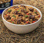 MAK D Productions Beef Steak And Dirty Rice Freeze Dried Meal Camping Hunting Preppers Backpacking Hiking Kayaking Fishing Easy Bag Food