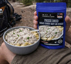 MAK D Productions Pork Sausage Gravy & Noodles Freeze Dried Meal Camping Hunting Preppers Backpacking Hiking Kayaking Fishing Easy Bag Food