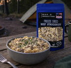 MAK D Productions Beef Pasta Stroganoff Freeze Dried Meal Camping Hunting Prep Backpacking Hiking Kayaking Fishing Emergency Easy Bag Food