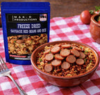 MAK D Productions Pork Sausage Red Beans and Rice Freeze Dried Meal Camping Hunting Preppers Backpacking Hiking Kayaking Fishing Bag Food