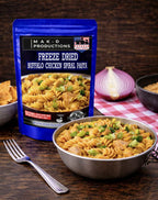MAK D Productions Buffalo Chicken Spiral Pasta Freeze Dried Meal Camping Hunting Preppers Backpacking Hiking Kayaking Fishing Easy Bag Food