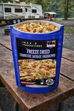 MAK D Productions Sausage Farmhouse Hashbrowns w/ Peppers & Onions Freeze Dried Meal Camping Hunting Preppers Backpacking Hiking Breakfast