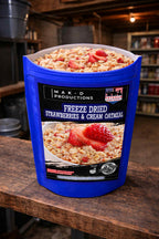 MAK D Productions Strawberries and Cream Oatmeal Freeze Dried Meal Camping Hunting Preppers Kayaking Backpacking Hiking Breakfast Bag Food