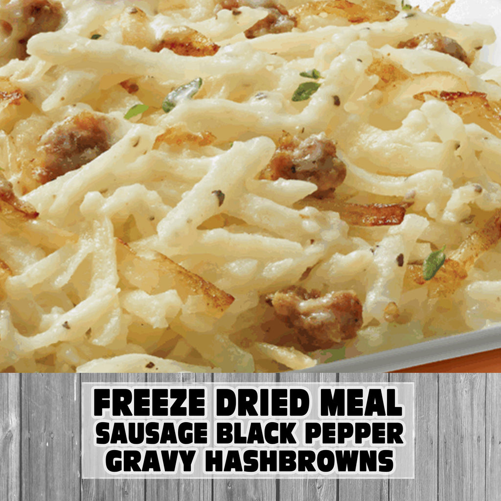 MAK D Productions Pork Sausage Gravy Hashbrowns Freeze Dried Meal Camping Hunting Preppers Kayaking Backpacking Hiking Breakfast Bag Food