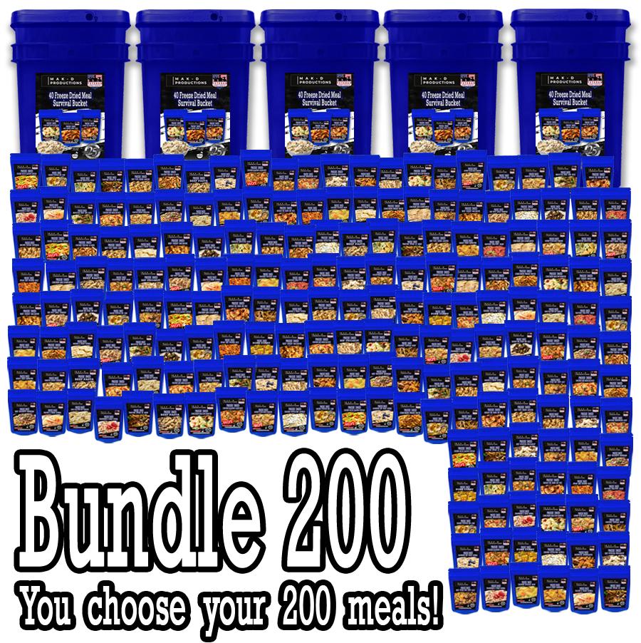 MAK D Productions 200 Pack Meal Deal for 11.25 each (2,250.00) Freeze Dried Meals - Choose Your Meals Camping Hunting Prepper Backpacking