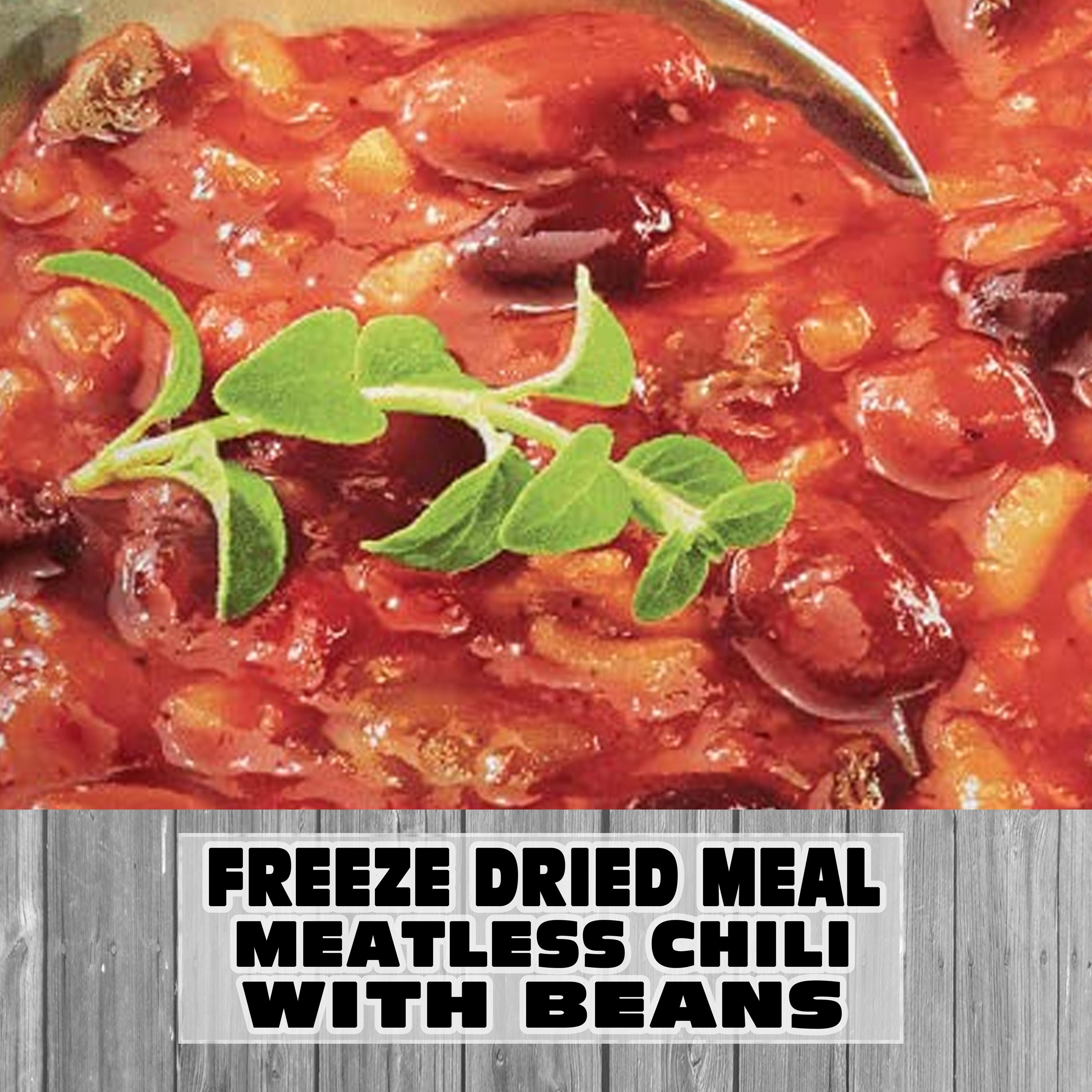 MAK D Productions Meatless Chili With Beans Freeze Dried Meal Camping Hunting Preppers Backpacking Hiking Kayaking Fishing Easy Bag Food
