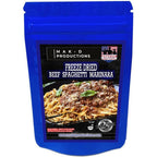 MAK D Productions Beef Pasta Spaghetti Marinara Freeze Dried Meal Camping Hunting Preppers Backpacking Hiking Kayaking Fishing Easy Bag Food
