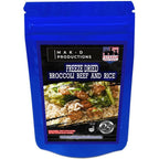 MAK D Productions Beef Steak Broccoli and Rice Freeze Dried Meal Camping Hunting Preppers Backpacking Hiking Kayaking Fishing Easy Bag Food