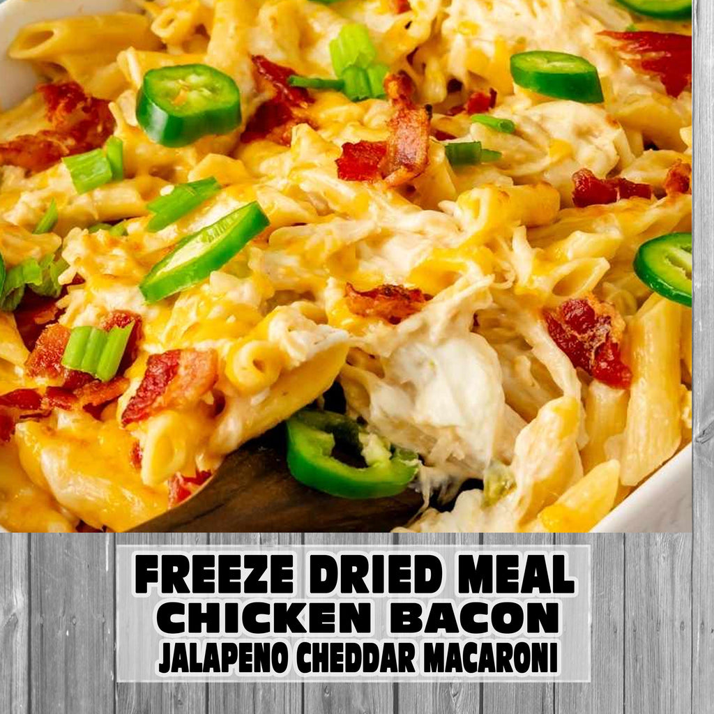MAK D Productions Chicken Bacon Jalapeno Cheddar Macaroni (HOT) Freeze Dried Meal Camping Hunting Preppers Backpacking Hiking Kayaking Food