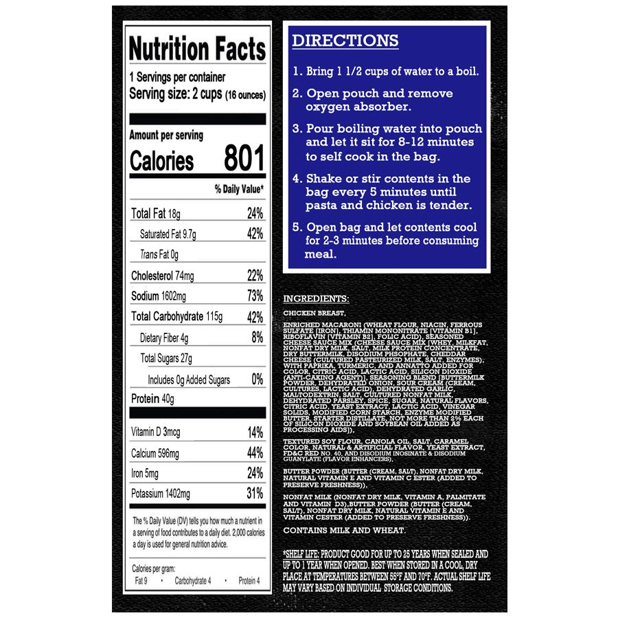 MAK D Productions Chicken Bacon Ranch Macaroni Pasta Freeze Dried Meal Camping Hunting Preppers Backpacking Hiking Kayaking Easy Bag Food
