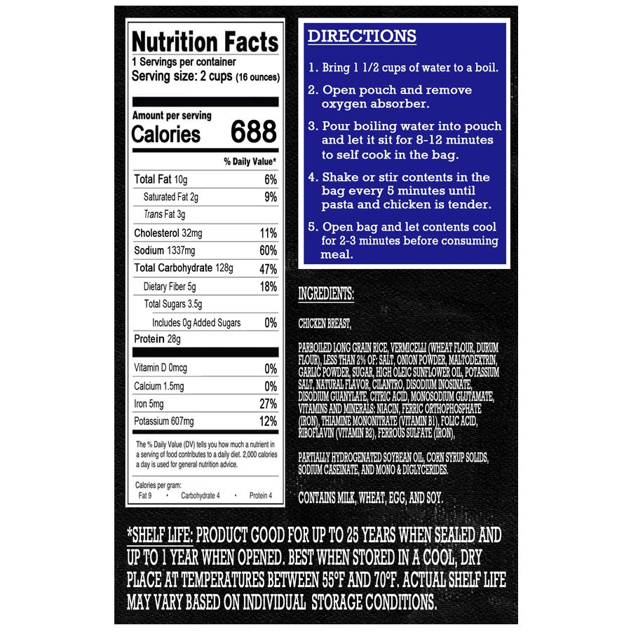 MAK D Productions Chicken & Cilantro Lime Rice Freeze Dried Meal Camping Hunting Preppers Backpacking Hiking Kayaking Fishing Easy Bag Food