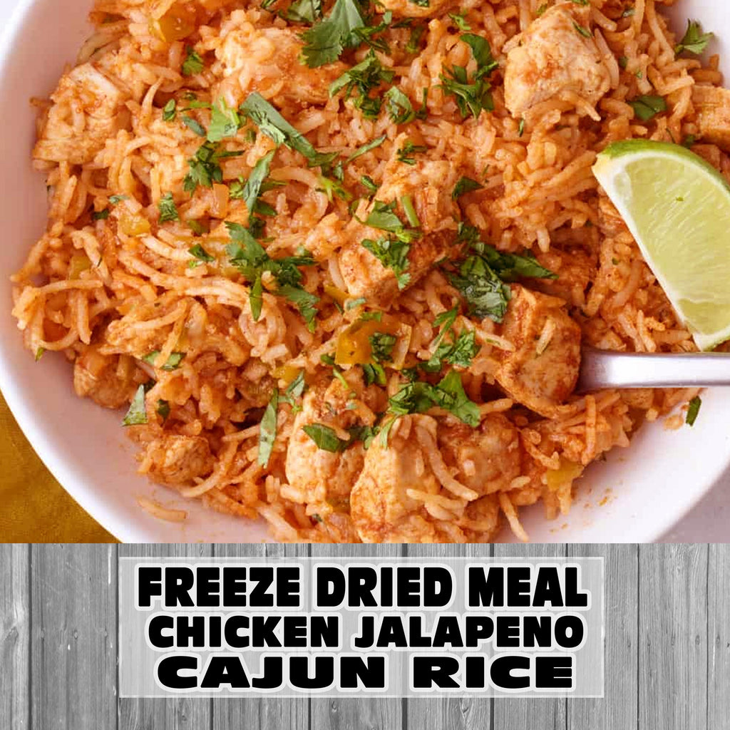 MAK D Productions Chicken Jalapeno Cajun Rice (HOT) Freeze Dried Meal Camping Hunting Preppers Backpacking Hiking Kayaking Fishing Bag Food