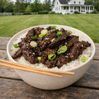 MAK D Productions Korean BBQ Beef Steak & Rice Freeze Dried Meal Camping Hunting Preppers Backpacking Hiking Kayaking Fishing Easy Bag Food