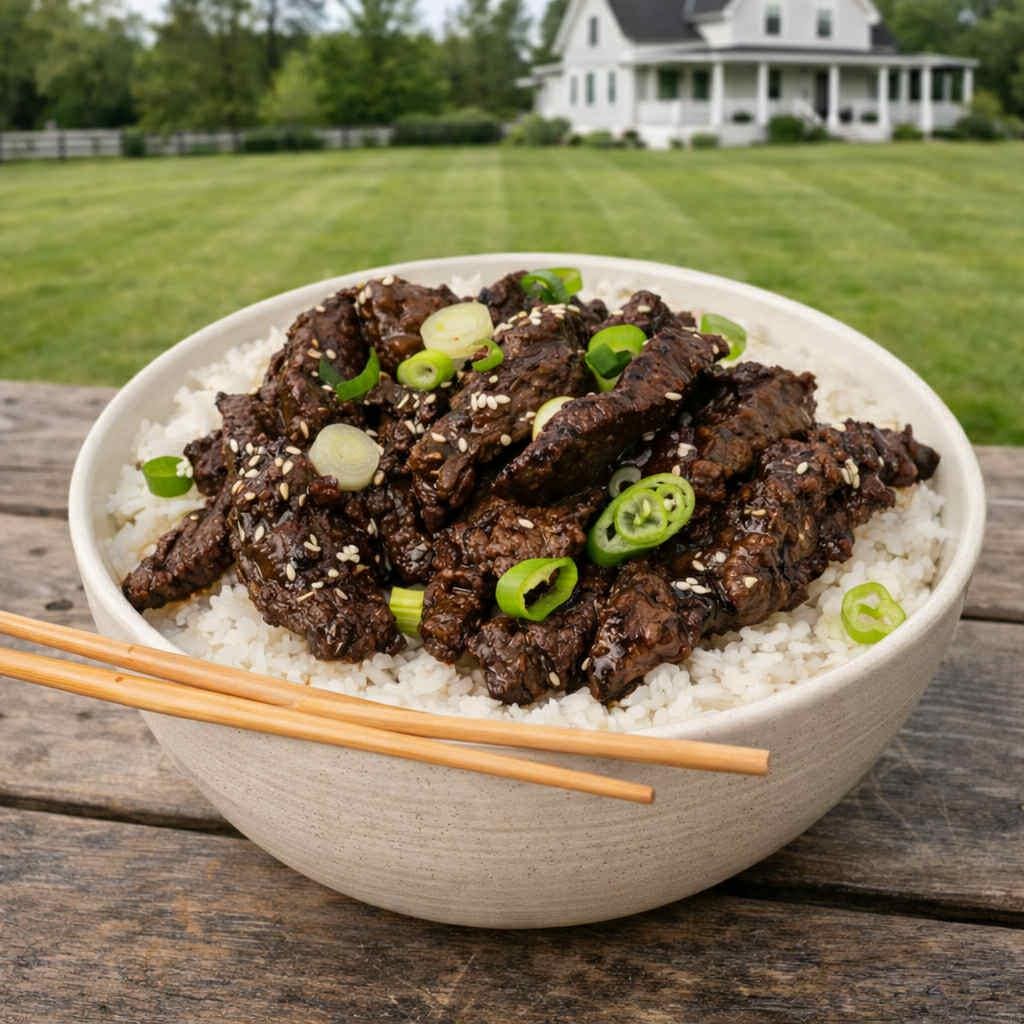 MAK D Productions Korean BBQ Beef Steak & Rice Freeze Dried Meal Camping Hunting Preppers Backpacking Hiking Kayaking Fishing Easy Bag Food