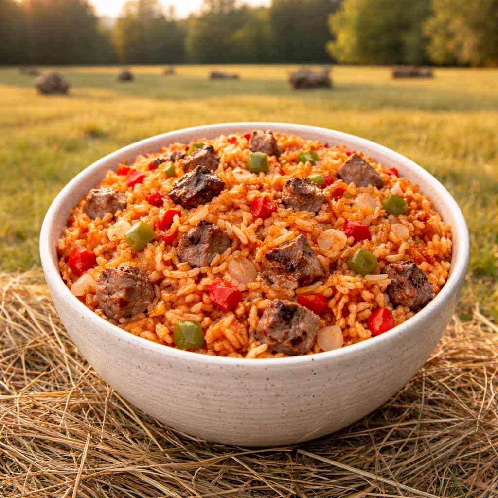 MAK D Productions Beef Steak and Spanish Rice Freeze Dried Meal Camping Hunting Preppers Backpacking Hiking Kayaking Fishing Easy Bag Food